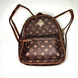 Claire's LOVE Mini Backpack Brown and Tan NEW!